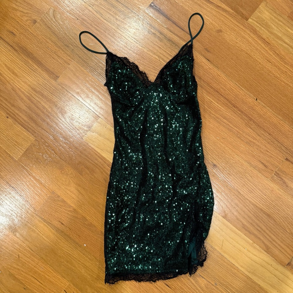 Motel Rocks Sparkling Green Mini Dress